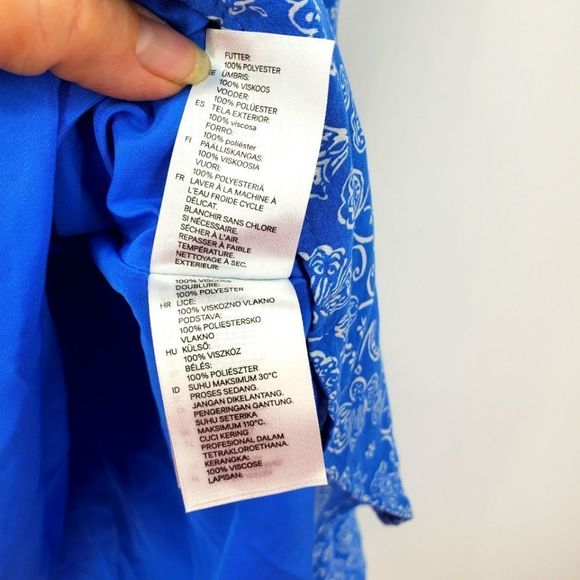 H&M Sleeveless Blue Skater Dress with Visible Back Zipper Size 10 - Picture 4 of 9